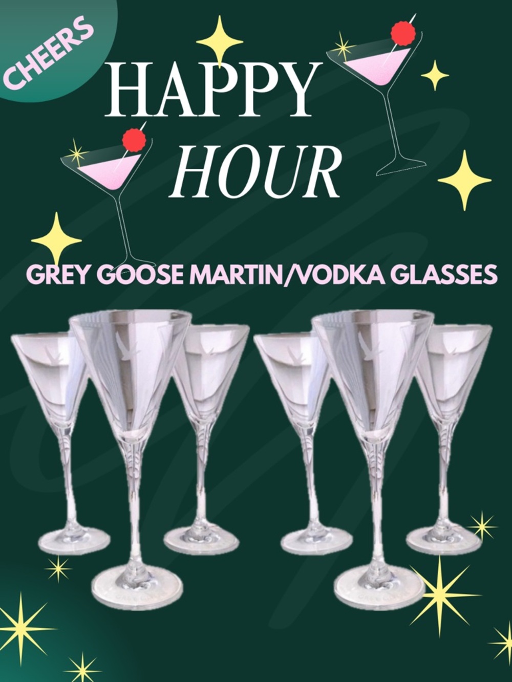 6- Grey Goose Vodka/Martini Glasses